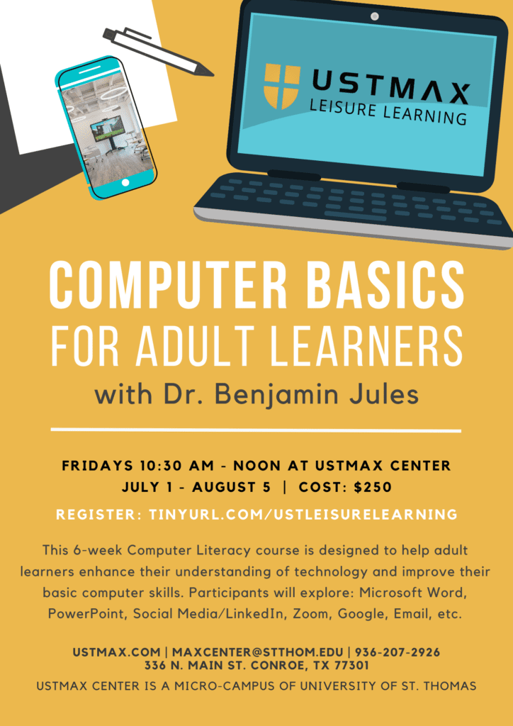 Computer Basics for Adult Learners this summer at USTMAX