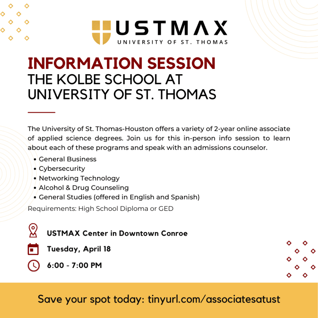 Info Session at USTMAX on April 18 to learn about UST's Associate Degrees